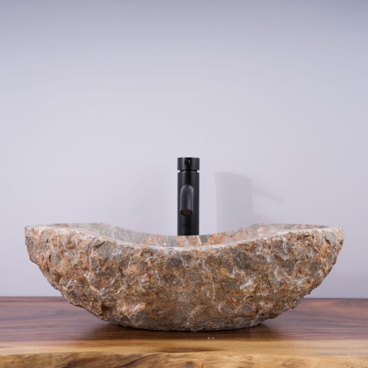 Organic Freeform Marble Vessel Sink - 355 - Golden-Gray Marble
