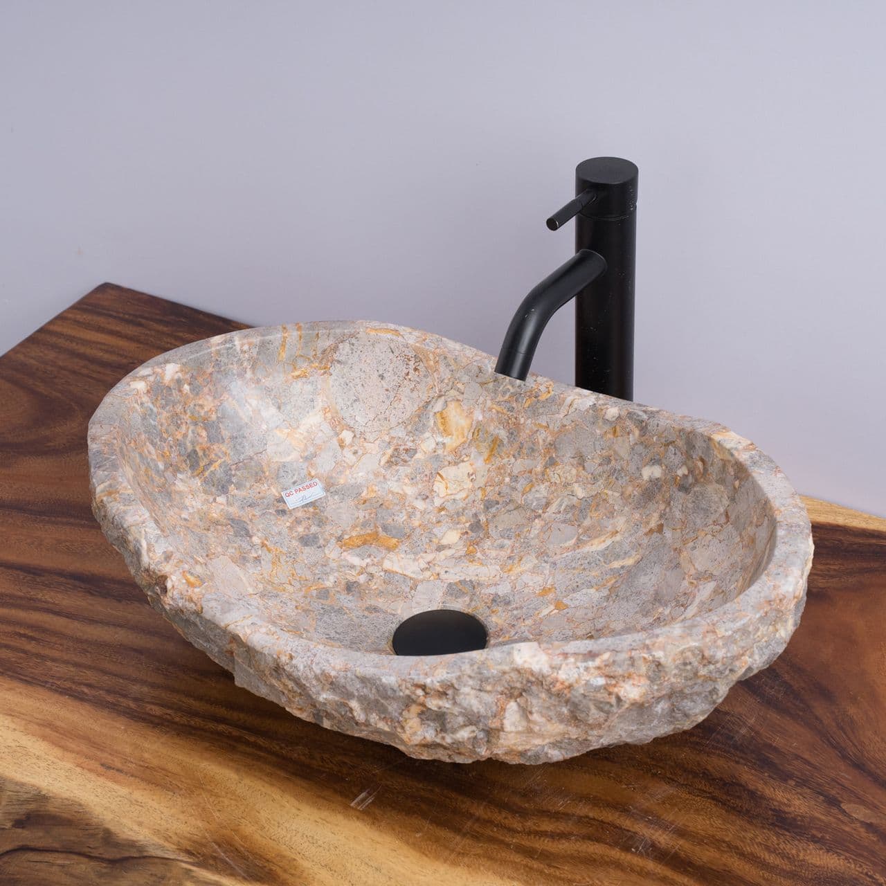 Hand-Carved Canoe-Shaped Vessel Sink - 2 - Golden Gray Marble