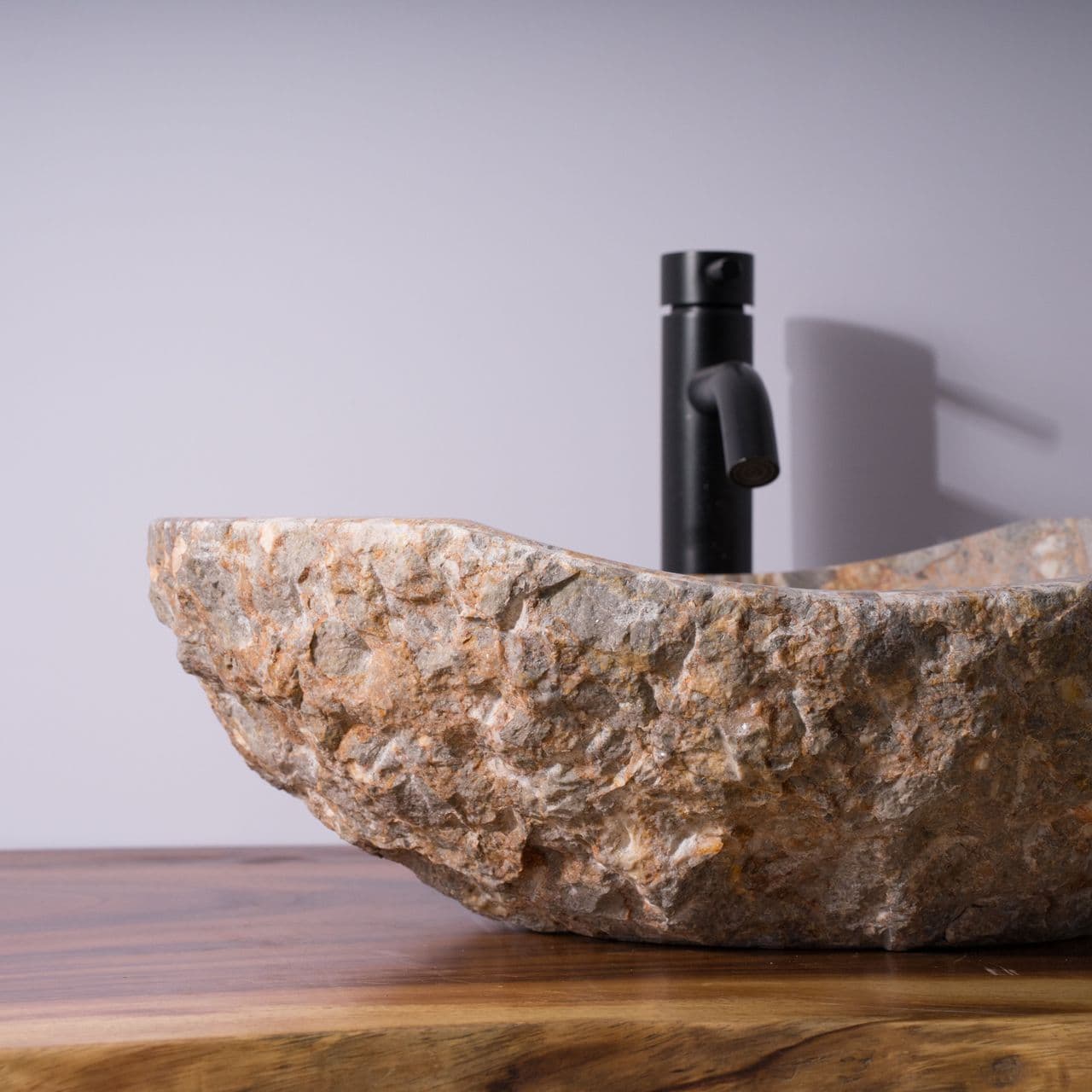 Organic Freeform Marble Vessel Sink - 355 - Golden-Gray Marble