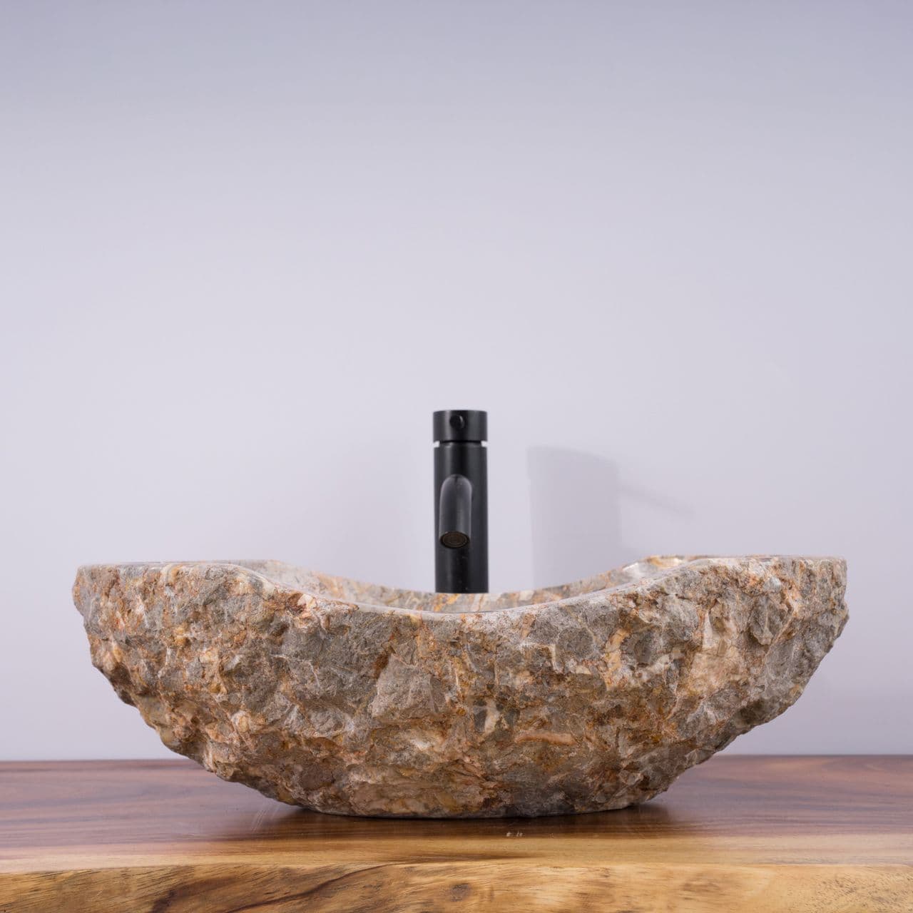 Hand-Carved Canoe-Shaped Vessel Sink - 2 - Golden Gray Marble