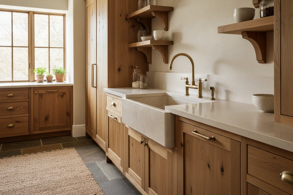 33″ Cantera Beige Marble Farmhouse Sink Single Bowl | Spanish Marble Sink