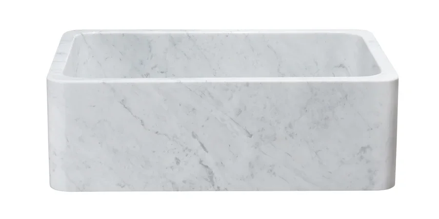 30″ White Carrara Marble Farmhouse Sink