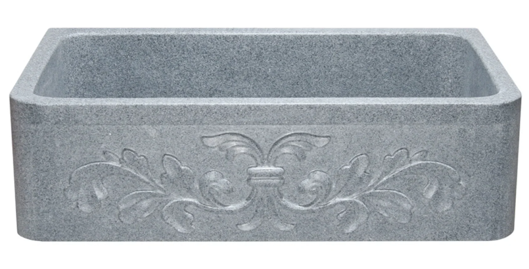 33″ Mercury Granite Stone Farmhouse Sink with Floral Carved Front