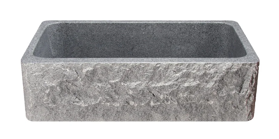 33″ Gray Granite Stone Farmhouse Sink with Chiseled Front