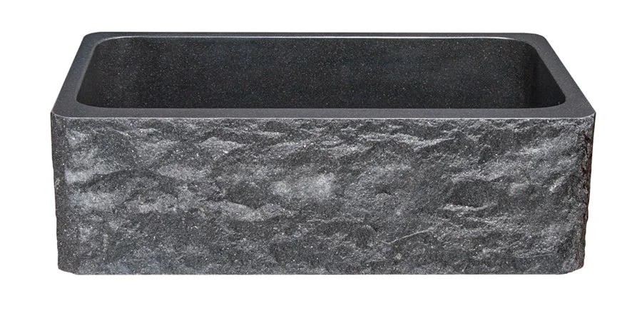 33″ Black Granite Stone Farmhouse Sink with Chiseled Front