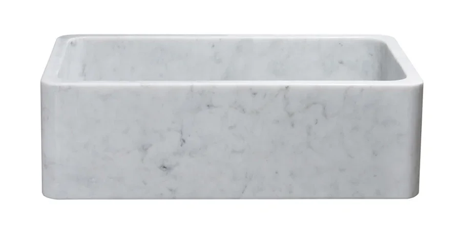 33″ White Carrara Marble Farmhouse Sink