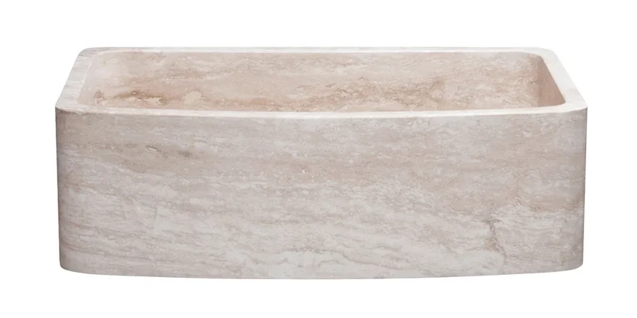 33″ Travertine Curved Front Apron Farmhouse Sink