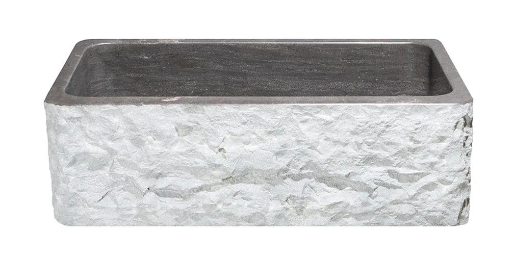 33″ Smoke Brown Limestone Chiseled Front Farmhouse Sink