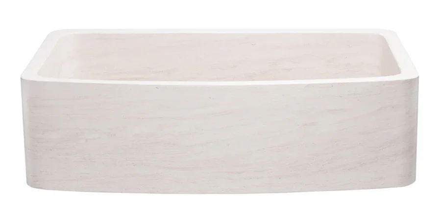 36″ Limestone Single Bowl Curved Apron Front Sink