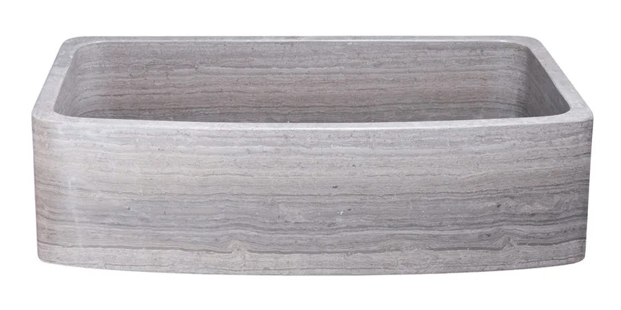 36″ Single Bowl Curved Front Stratus Marble Farmhouse Sink