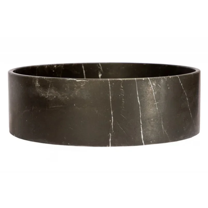 Thin Lip Round Column Vessel Sink – Nero Marquino Marble