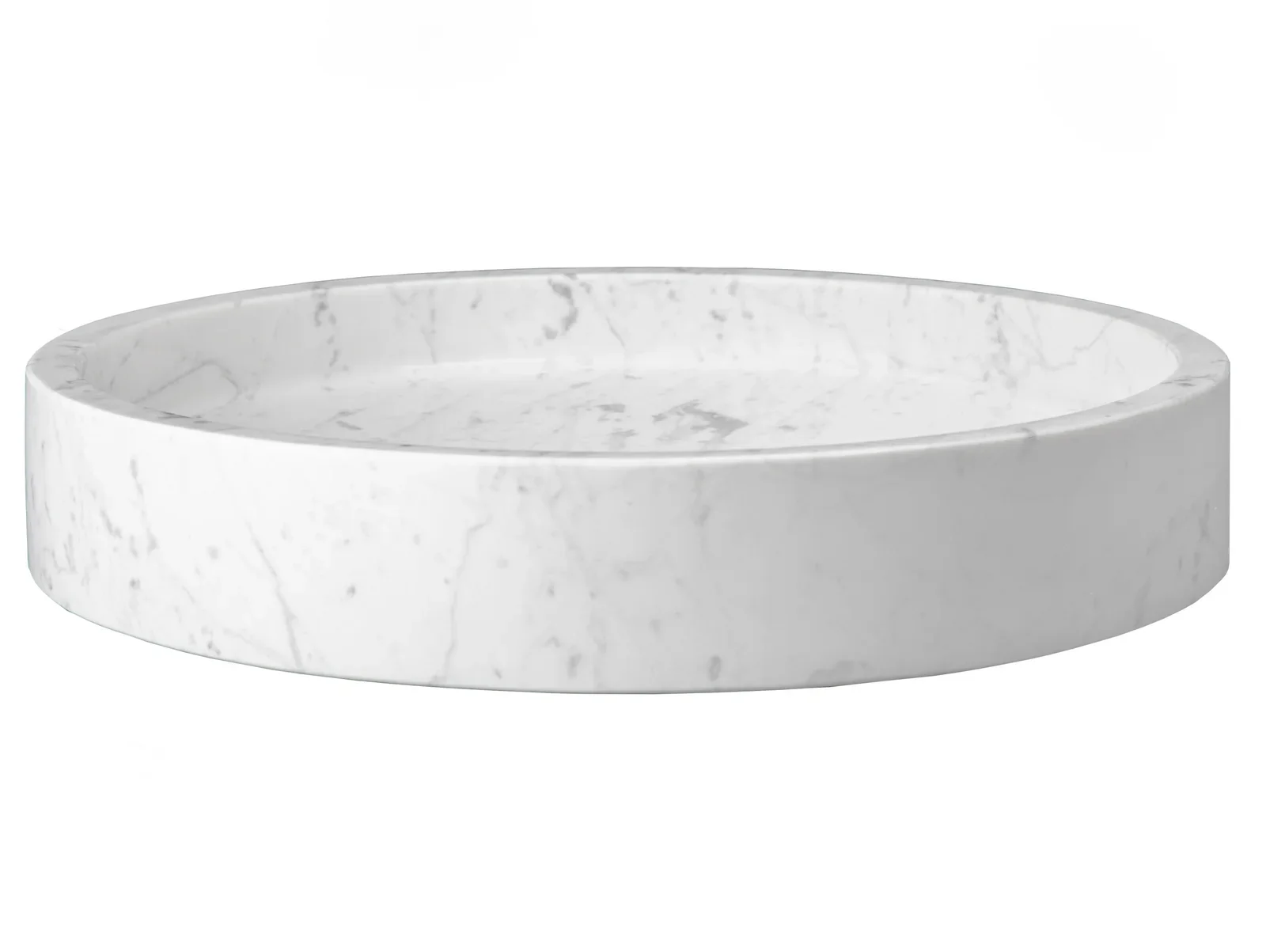 Low Round Vessel Sink – White Carrara Marble