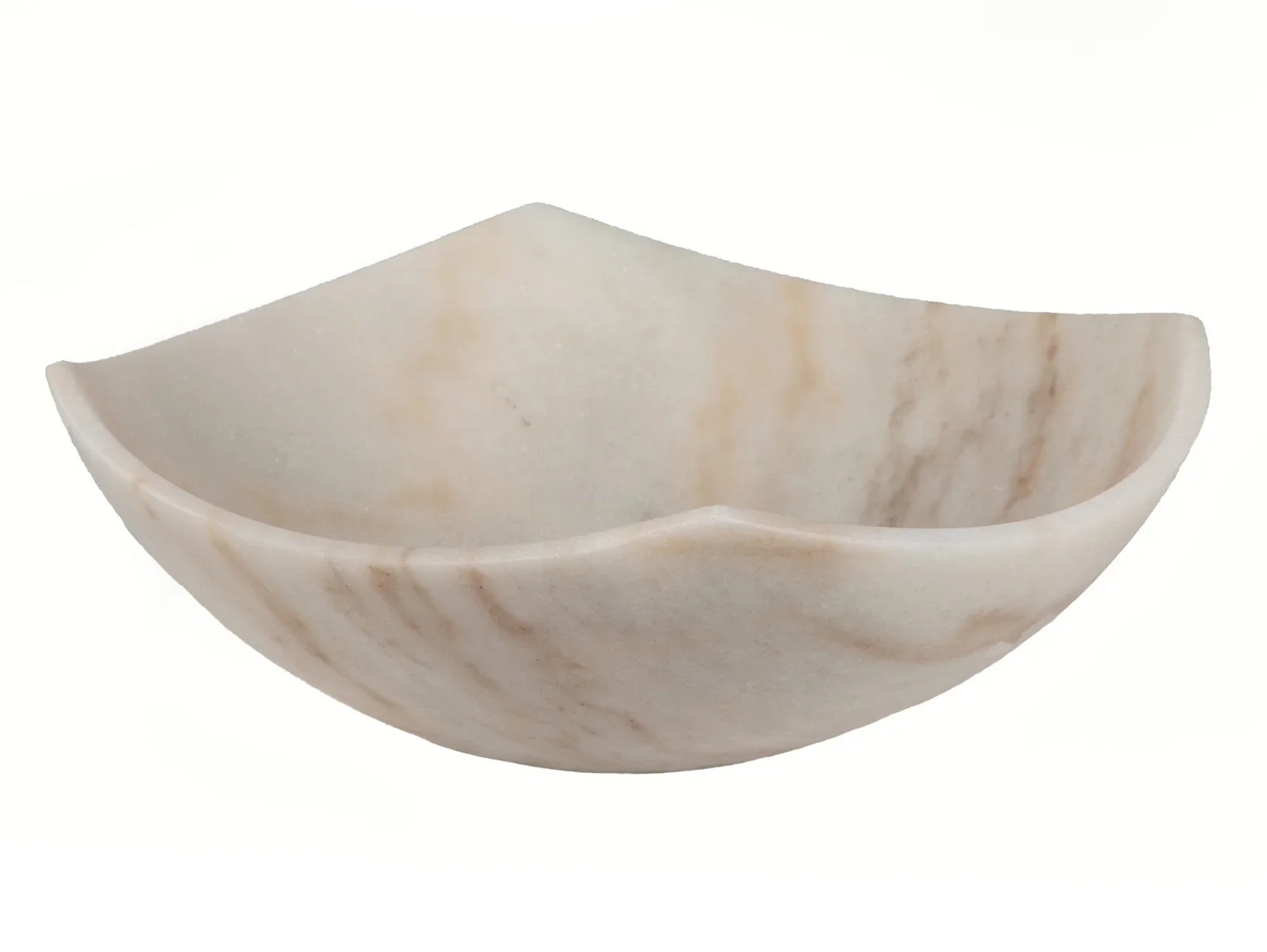 Arched Edges Bowl Sink – Honed White Marble