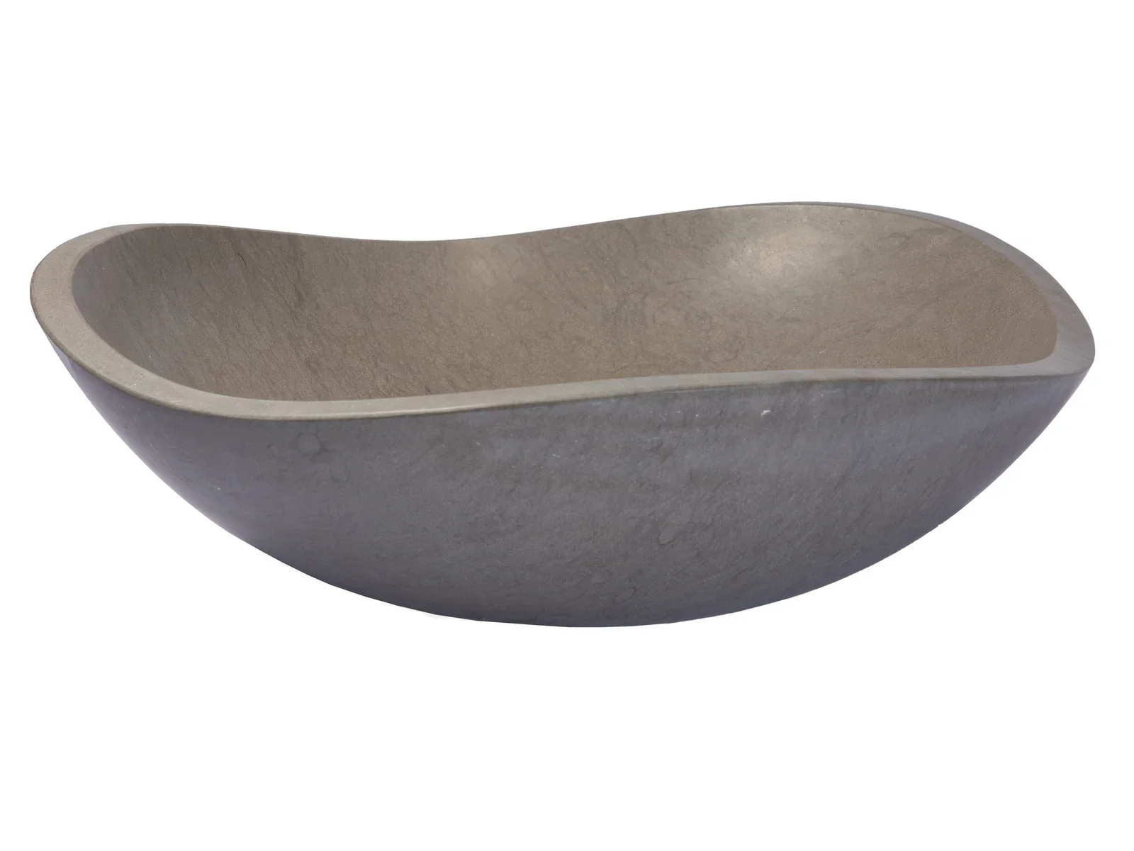 Molly Grey Marble Freeform Vessel Sink | Unique Curved Rim Stone Sink