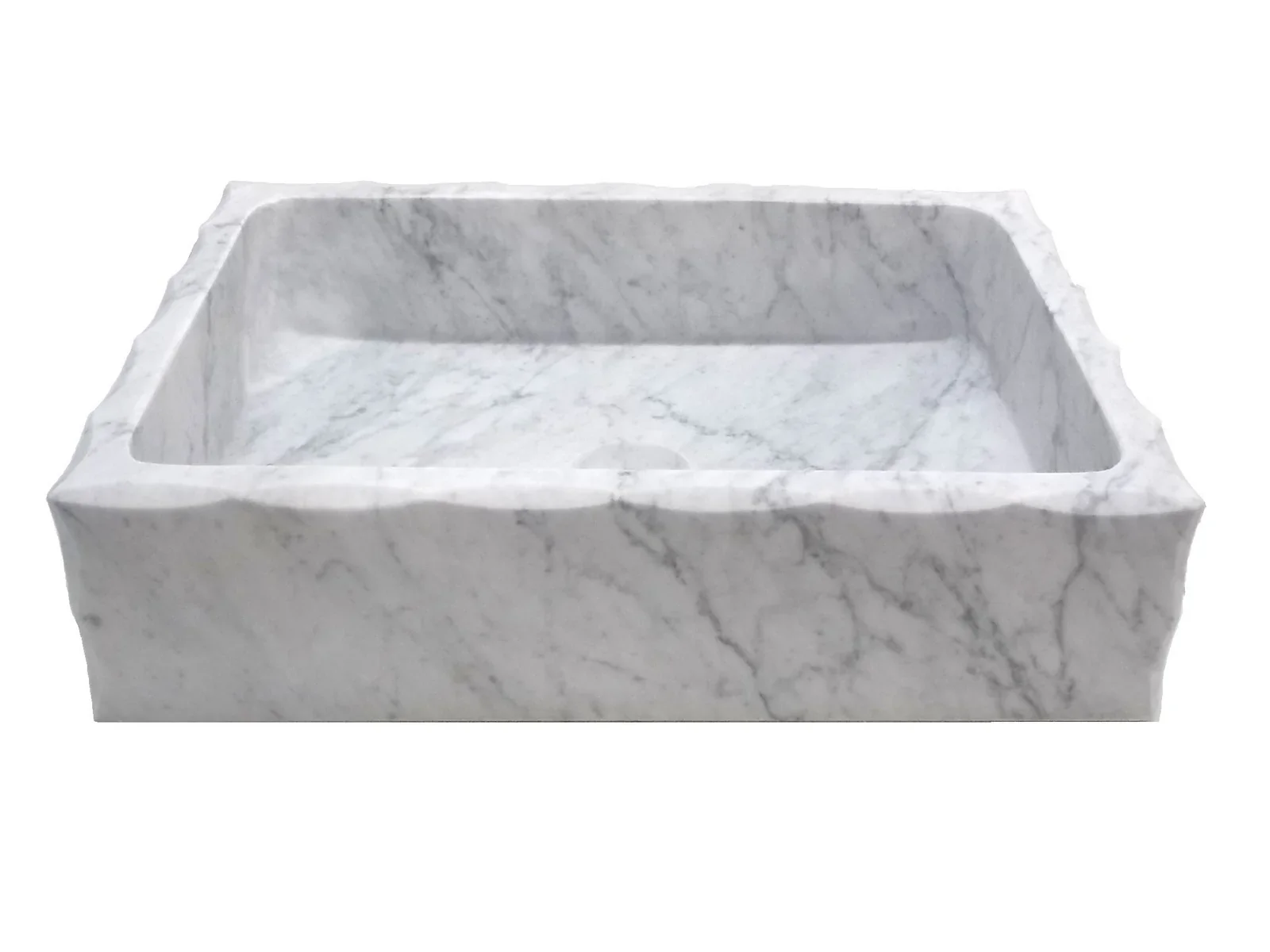 20″ Rectangular Stone Vessel Sink with Scalloped Edge