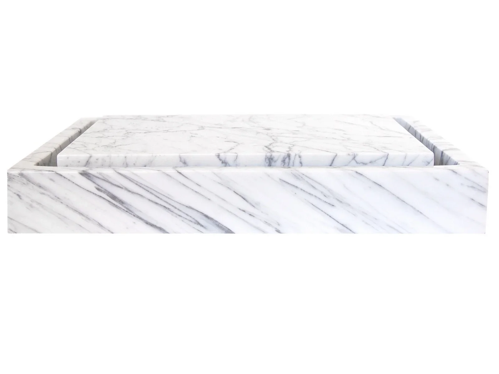 Rectangular Infinity Pool Sink – White Carrara Marble