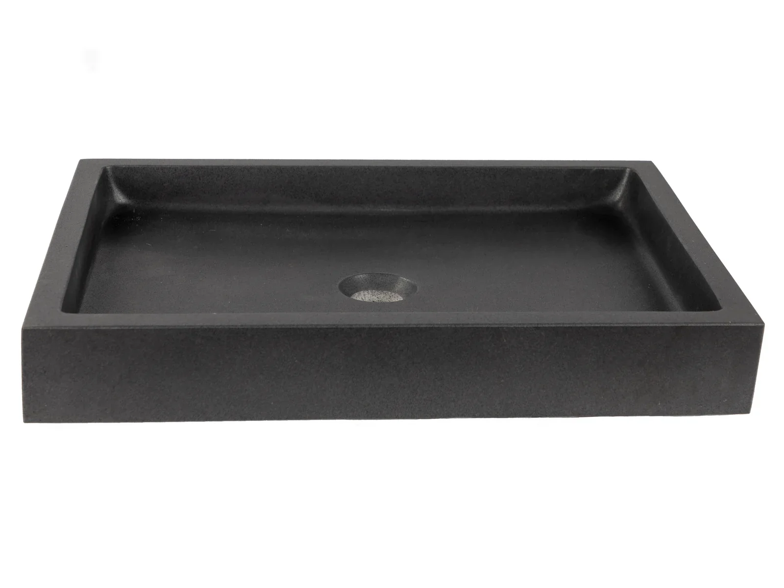 Rectangular Honed Lava Stone Vessel Sink | Black Natural Stone Basin
