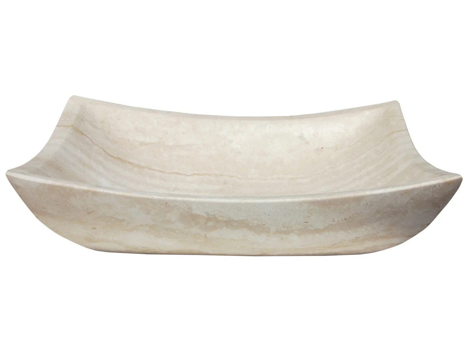 18″ Rectangle Vessel Honed White Travertine Sink | Natural Stone Bathroom Basin