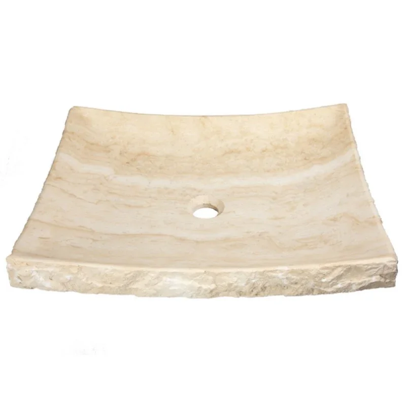 Large White Travertine Zen Vessel Sink