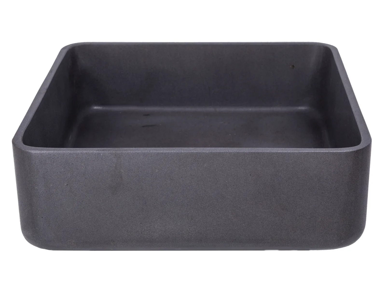 Square Vessel Sink in Black Lava Stone