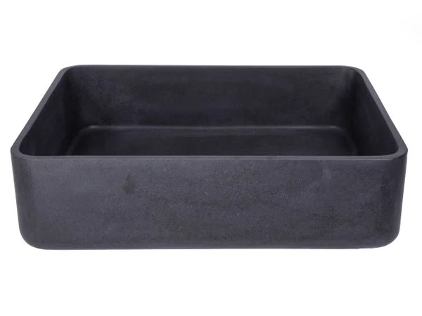 Rectangle Vessel Sink in Black Lava Stone