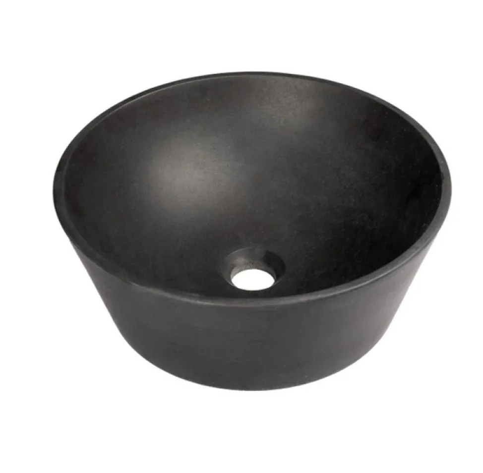 16″ Round Sloped Black Lava Stone Vessel Sink