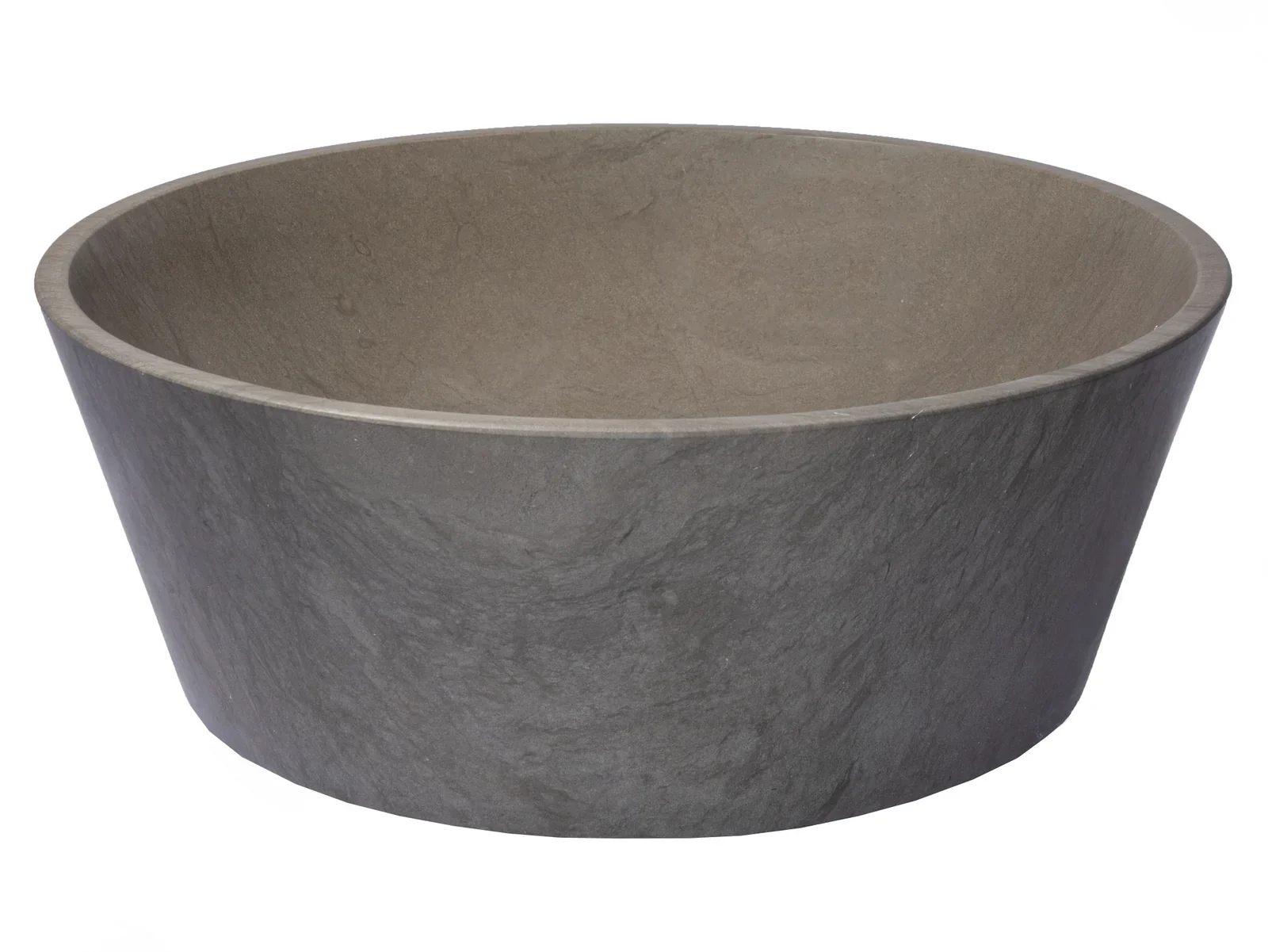 16″ Round Sloped Molly Grey Marble Vessel Sink | Contemporary Stone Bathroom Sink